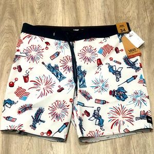 VANS NWT Patriotics Fireworks Boardshorts size 34